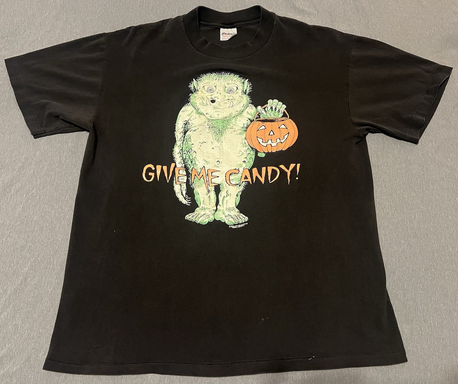 Vintage 90s Halloween Monster XL Black Glow In The Dark T Shirt Made In USA gallery