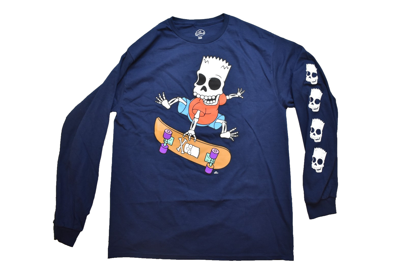 The Simpsons Bart Simpson Skating Skeleton Long Sleeve Navy Blue Shirt New Large gallery