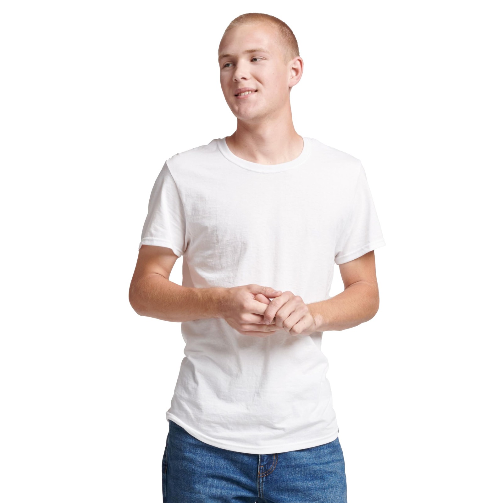 Mens Cotton Performance Short Sleeve T-Shirt T Shirt, White, Large US gallery