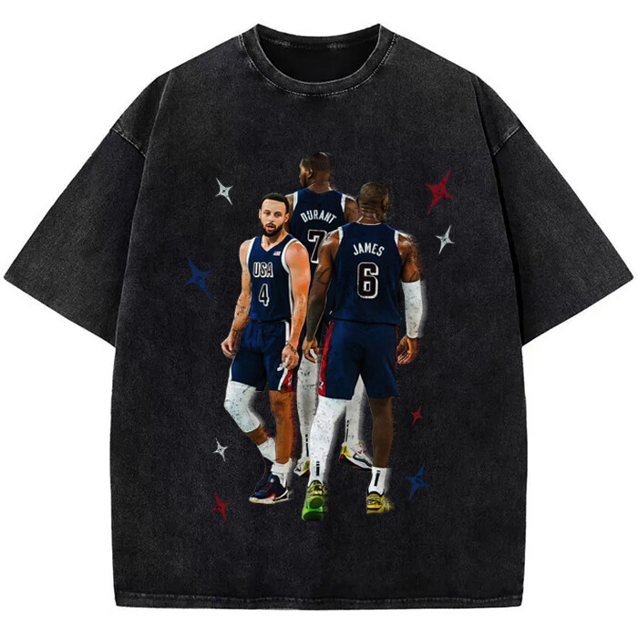 Stephen Curry Lebron James Kevin Durant BIG 3 USA World Champ Custom Graphic Tee gallery
