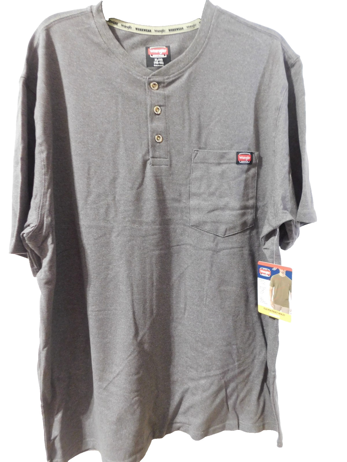 Wrangler Workwear Flex Pen Pocket Henley T-Shirt Men's XL (46-48) Charcoal gallery