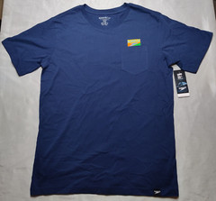 SPEEDO Men Large Club Blue Double-Sided Graphic Pocket T-Shirt NEW