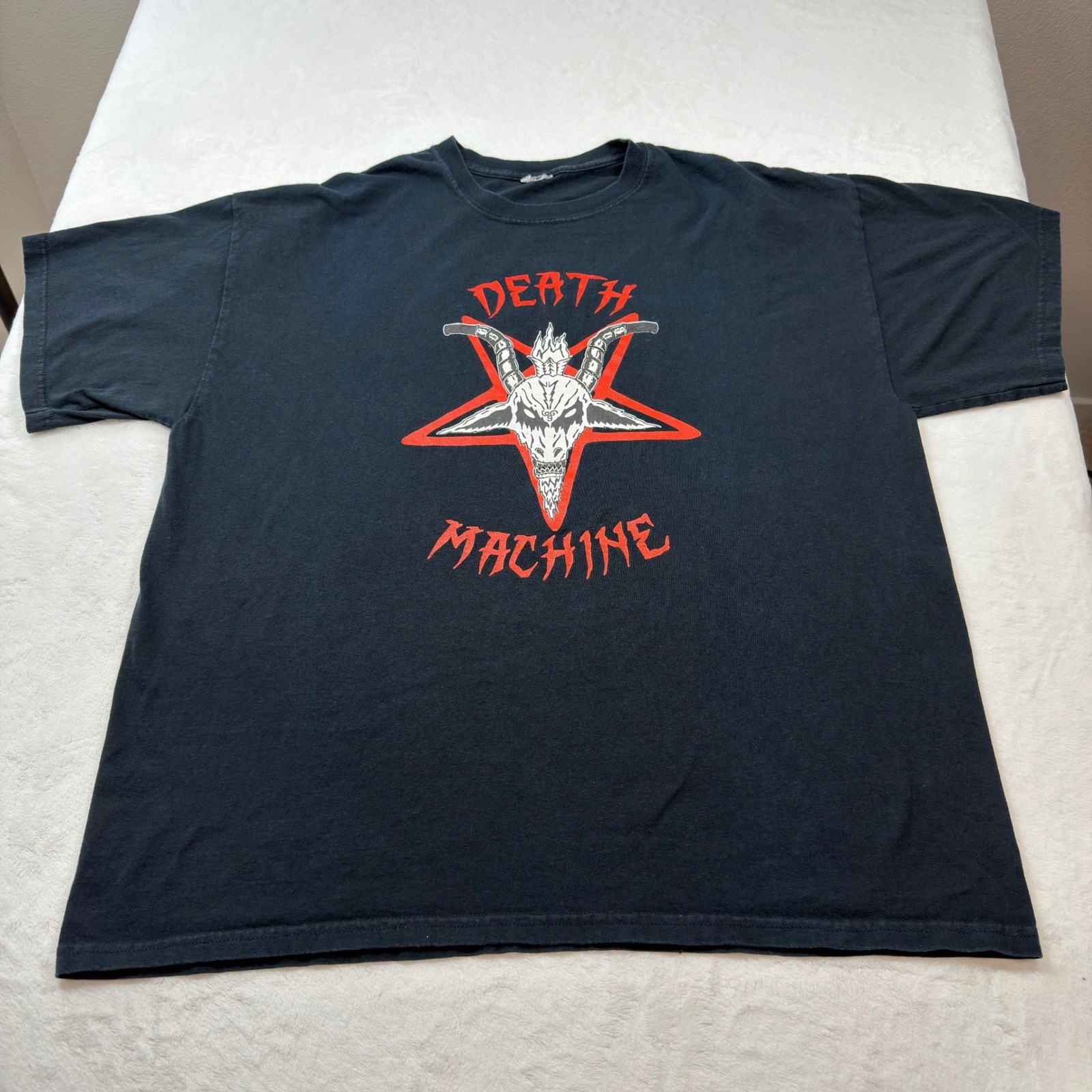 Death Machine Graphic T Shirt Mens XL Black Good Baphomet Pentagram Metal Tee