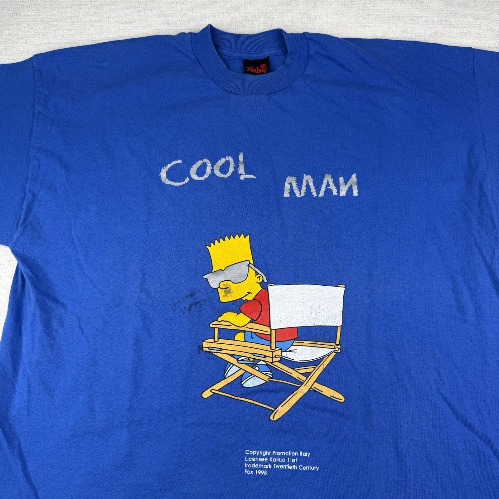 Simpsons Vintage 90s T-Shirt Men’s XL Cool Man Bart Simpson 1998 Kailua Blue Fox