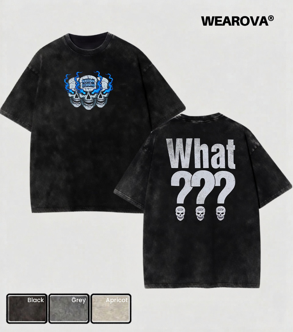 Wearova Stone Cold Steve Austin Skull WHAT Wash WWE T-shirt - Austin 3:1 gallery