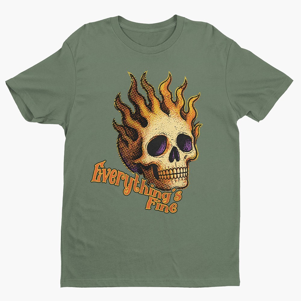 Vintage Everything Is Fine Skull Unisex T-shirt | Skull Lover Gifts for Men gallery