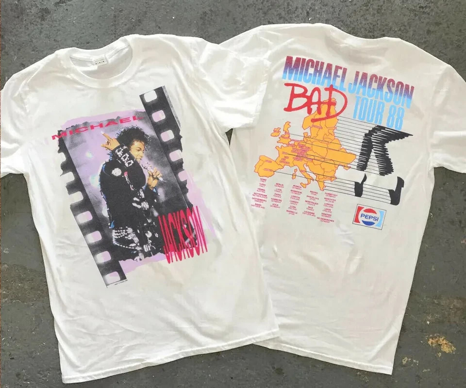 Michael Jackson Bad Tour 88 T-Shirt, Michael Jackson Tour 1988 T-Shirt gallery
