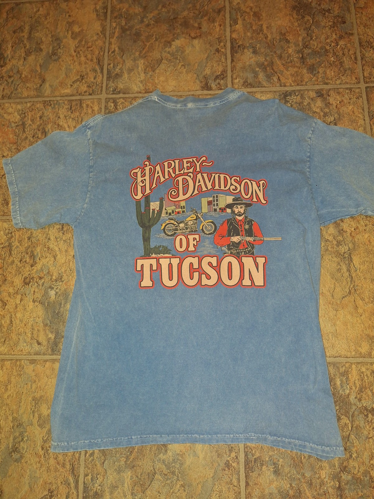 Vintage Harley Davidson Shirt Blue See Measurement Tucson Motorcycle Men L 90s gallery