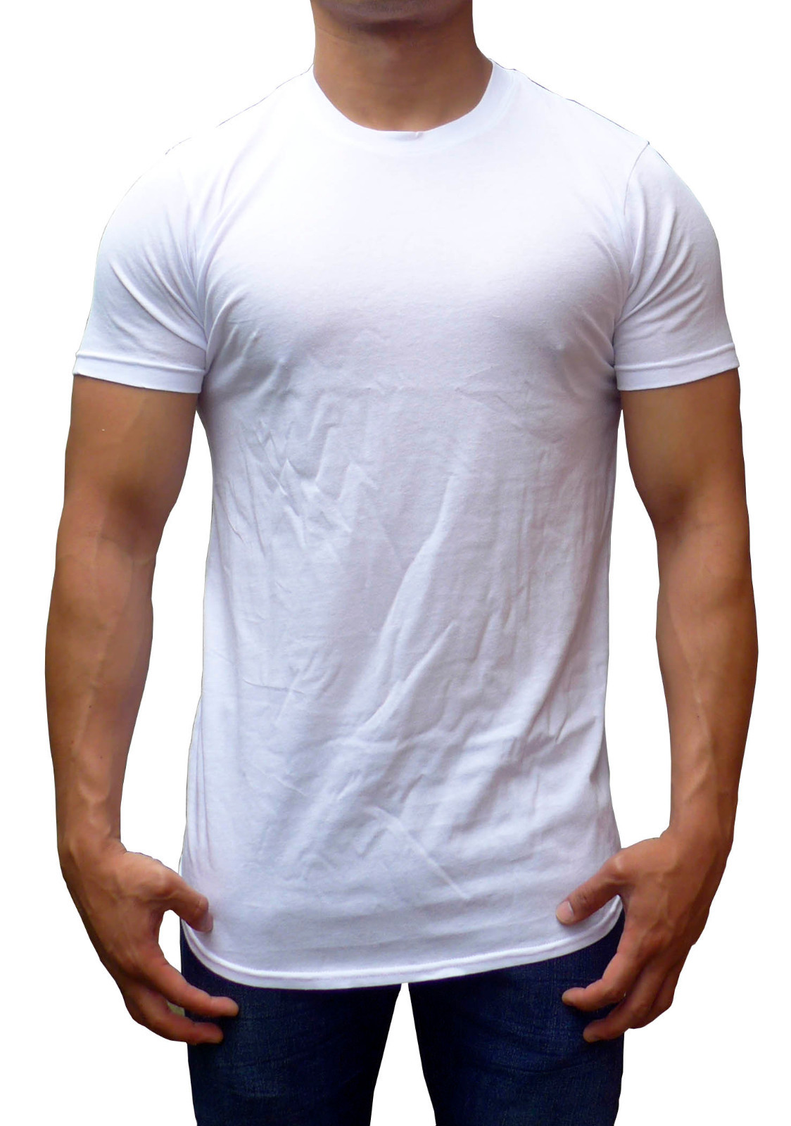 MENS TALL T-SHIRT EXTRA LONG LENGTH SLIM FIT GYM FASHION SHIRT MUSCLE TEE gallery