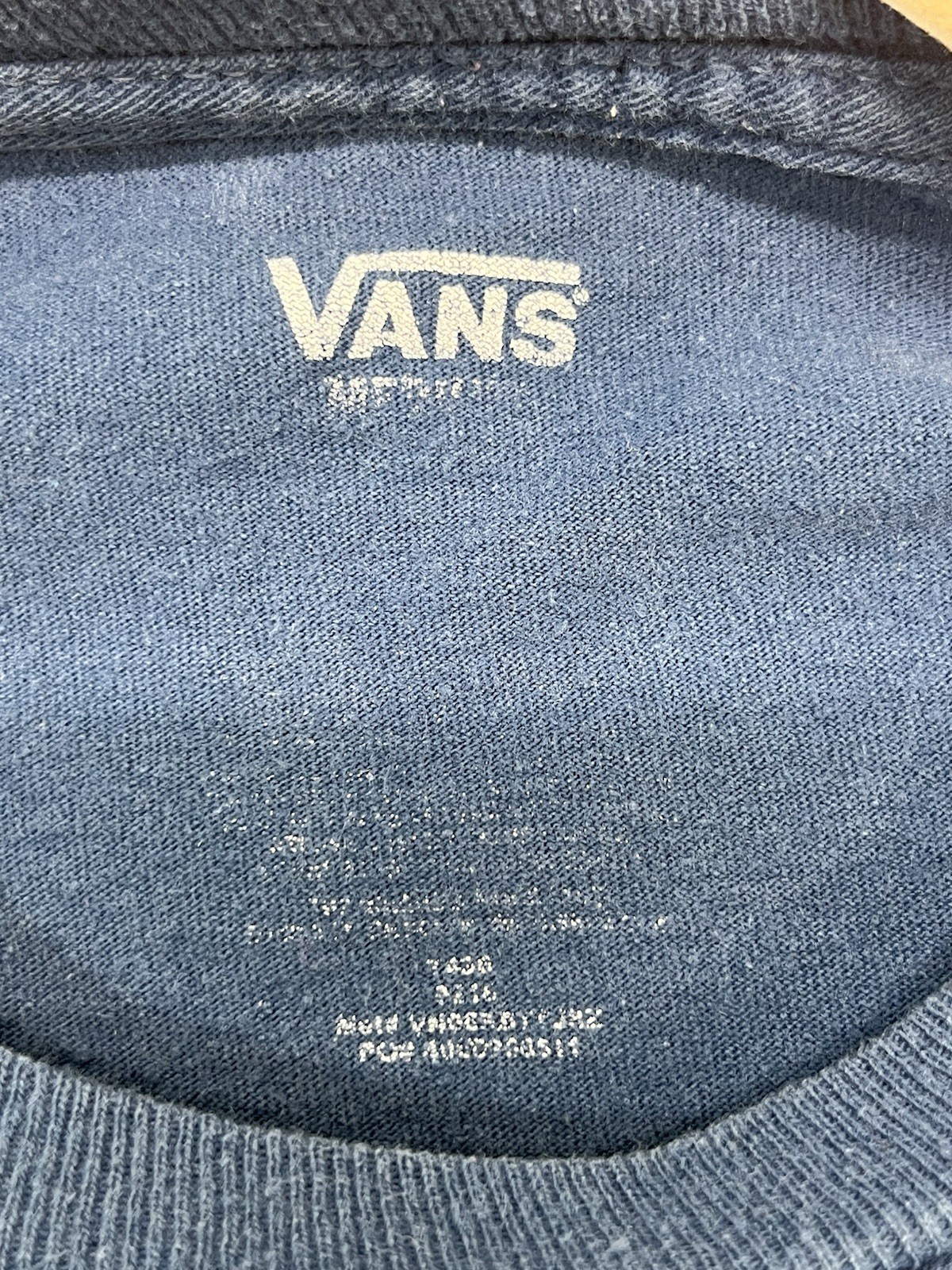 VANS Short Sleeve Cotton T-Shirt Mens M With White Vans Logo Blue gallery