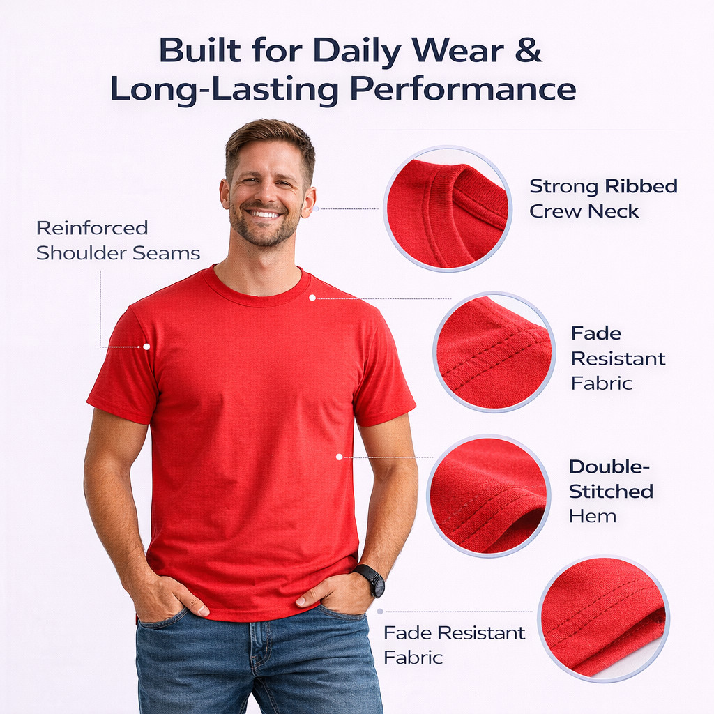 BILLIONHATS Men’s Cotton T-Shirt 6 Pack, Big Tall Short Sleeve Lightweight Tees gallery