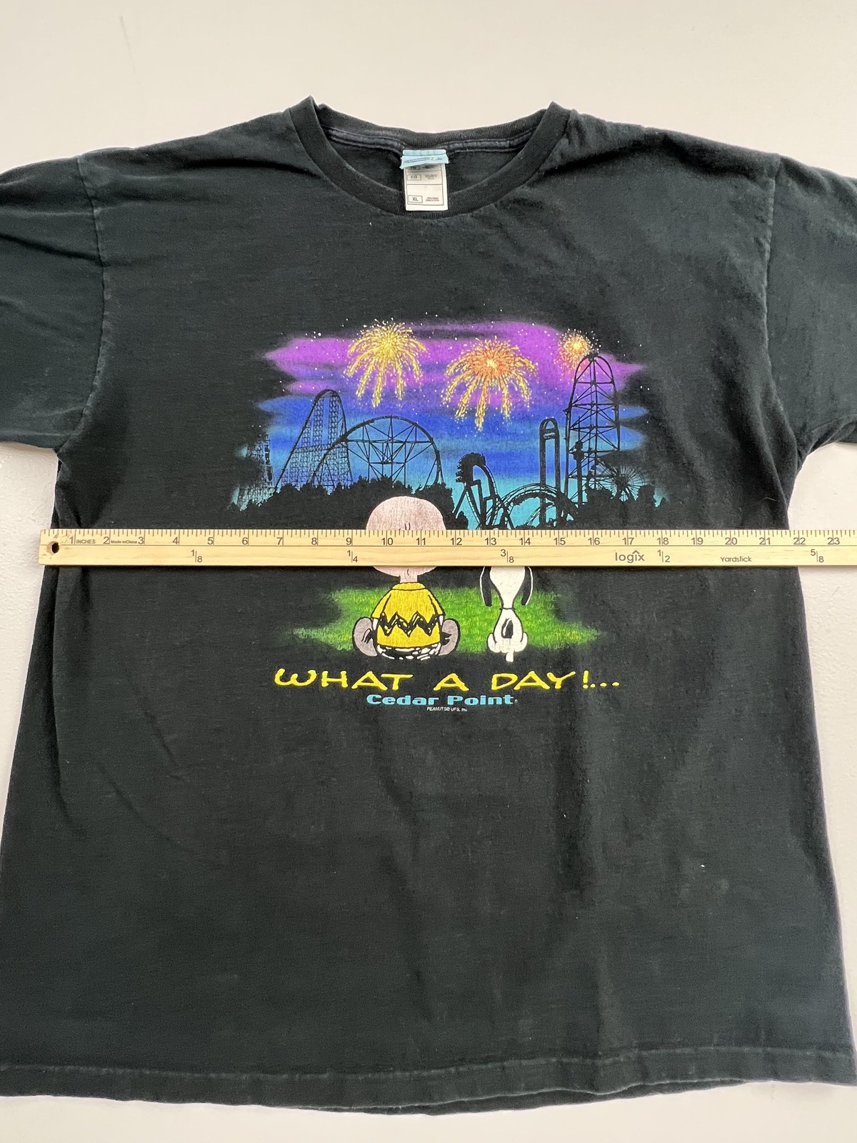 Vintage Camp Snoopy Cedar Point Shirt Mens XL Black Peanuts Graphic Tee gallery