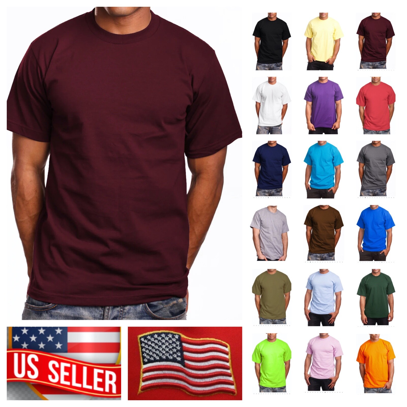 Mens Big and Tall Heavy Weigh Plain T-Shirt Crew Neck Camo Basic Solid Tee S-7X gallery