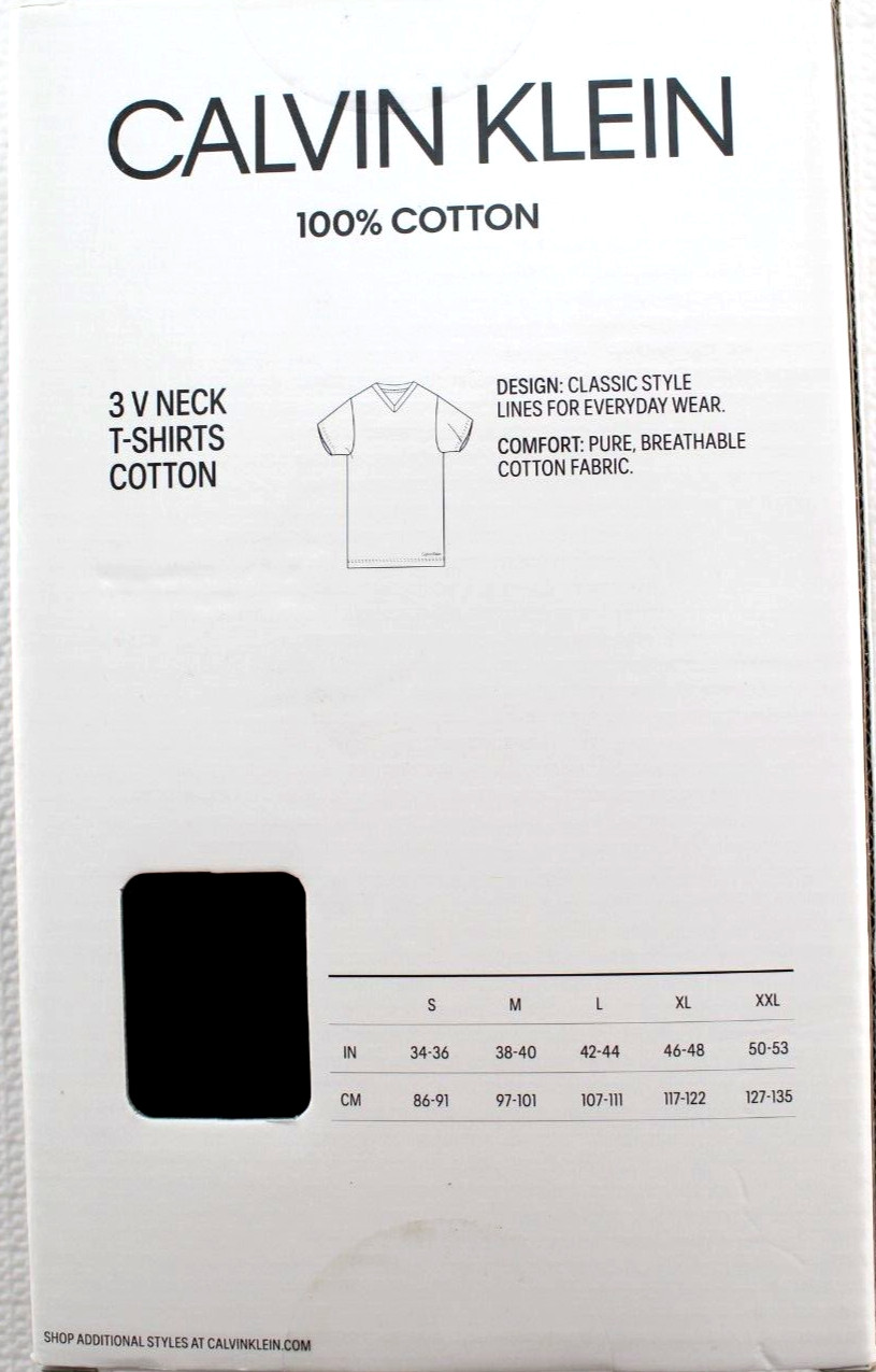 NWB CALVIN KLEIN S 34-36 Black 3-Pack 100% Cotton Stretch Men T-Shirts MSRP $42 gallery