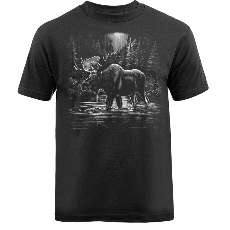 Wild Moose by Lake Wilderness Forest Outdoor Wildlife Nature T-shirt