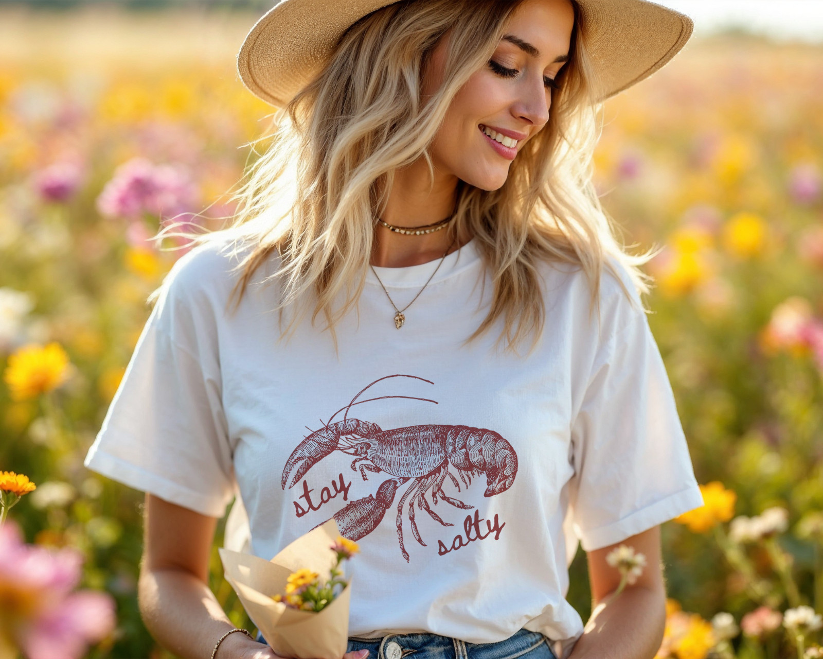 Stay Salty Lobster Shirt Nautical Beach Graphic Tee Ocean Lover Coastal Gift A79 gallery