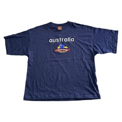 Vintage Kangaroo T-Shirt Australia Spell Out Down Under Blue Mens Large