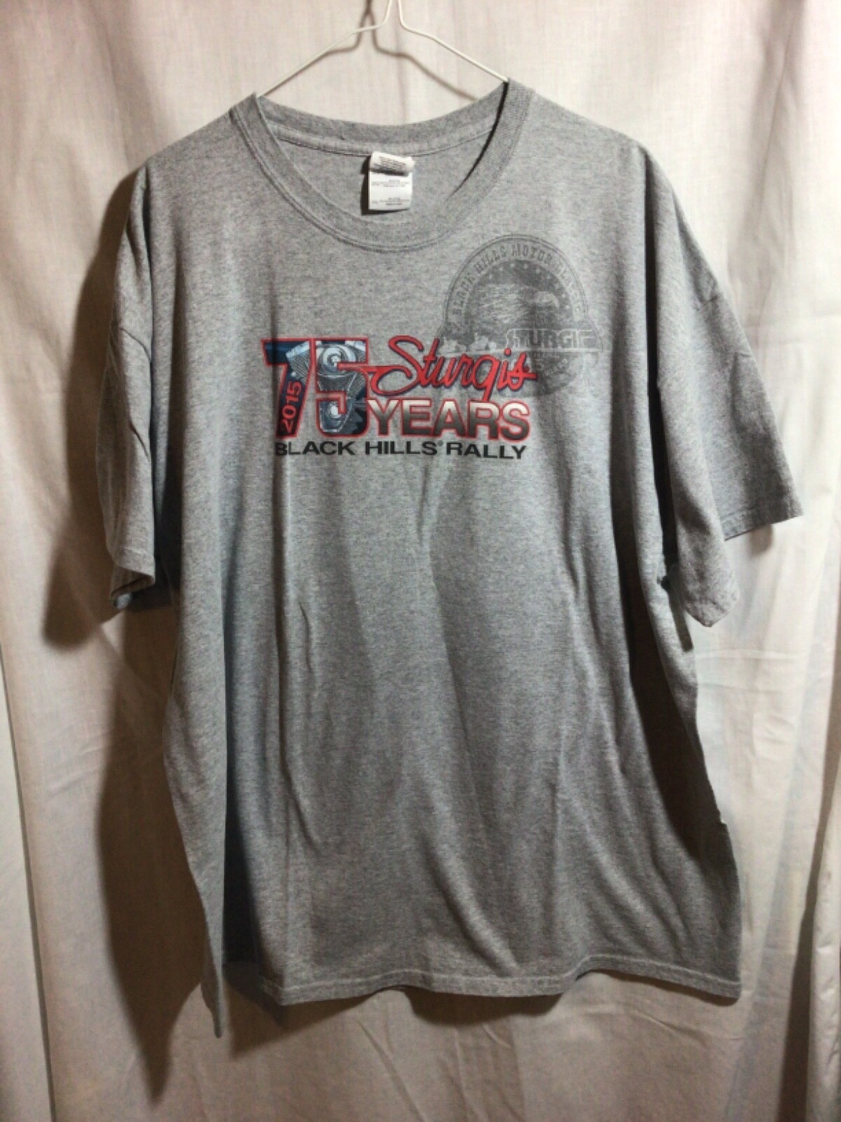 Sturgis 2015 Black Hills Motorcycle Rally 75th Anniversary Gray 2XL T Shirt