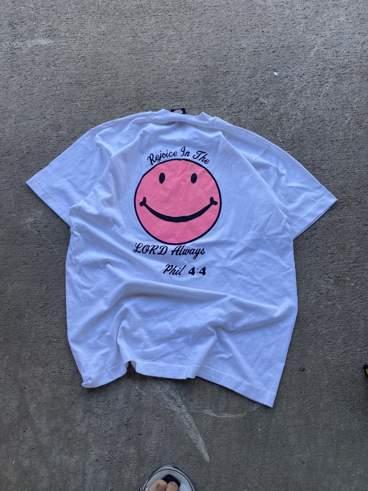 Vintage Single Stitch Screen Stars Best Shirt Mens L Wh Rejoice Smile Phil 4:4 gallery