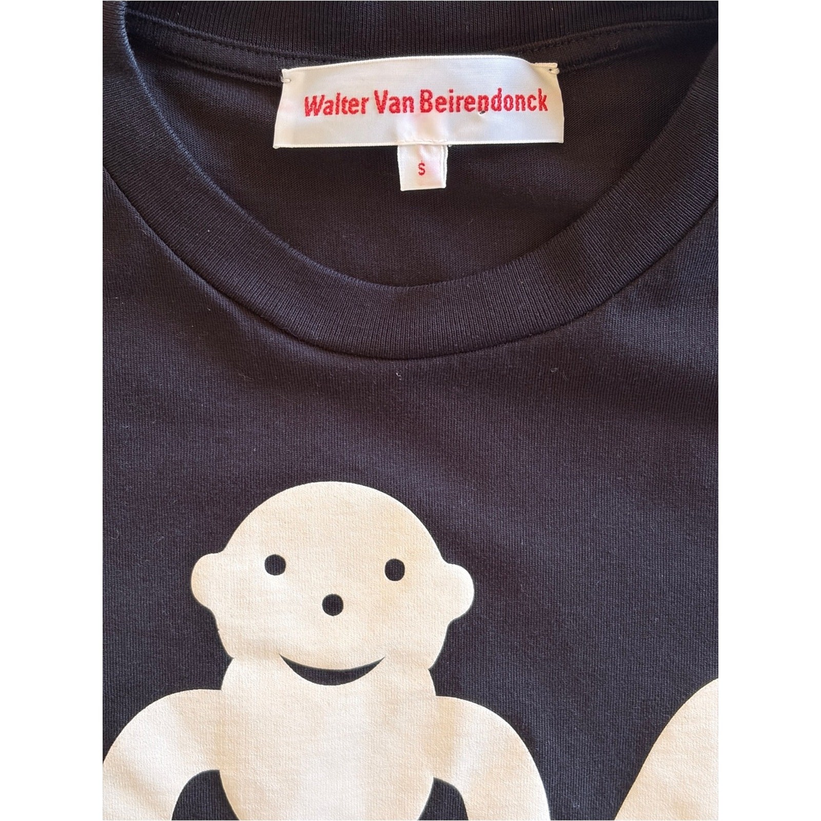 Walter Van Beirendonck Black Short Sleeve Graphic Tee - White Floral Figure gallery