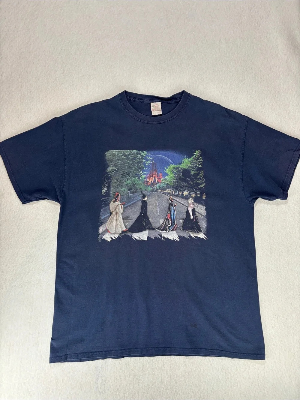 Vintage Navy T-shirt Graphic Tee Disney Villain Abbey Road Size XL