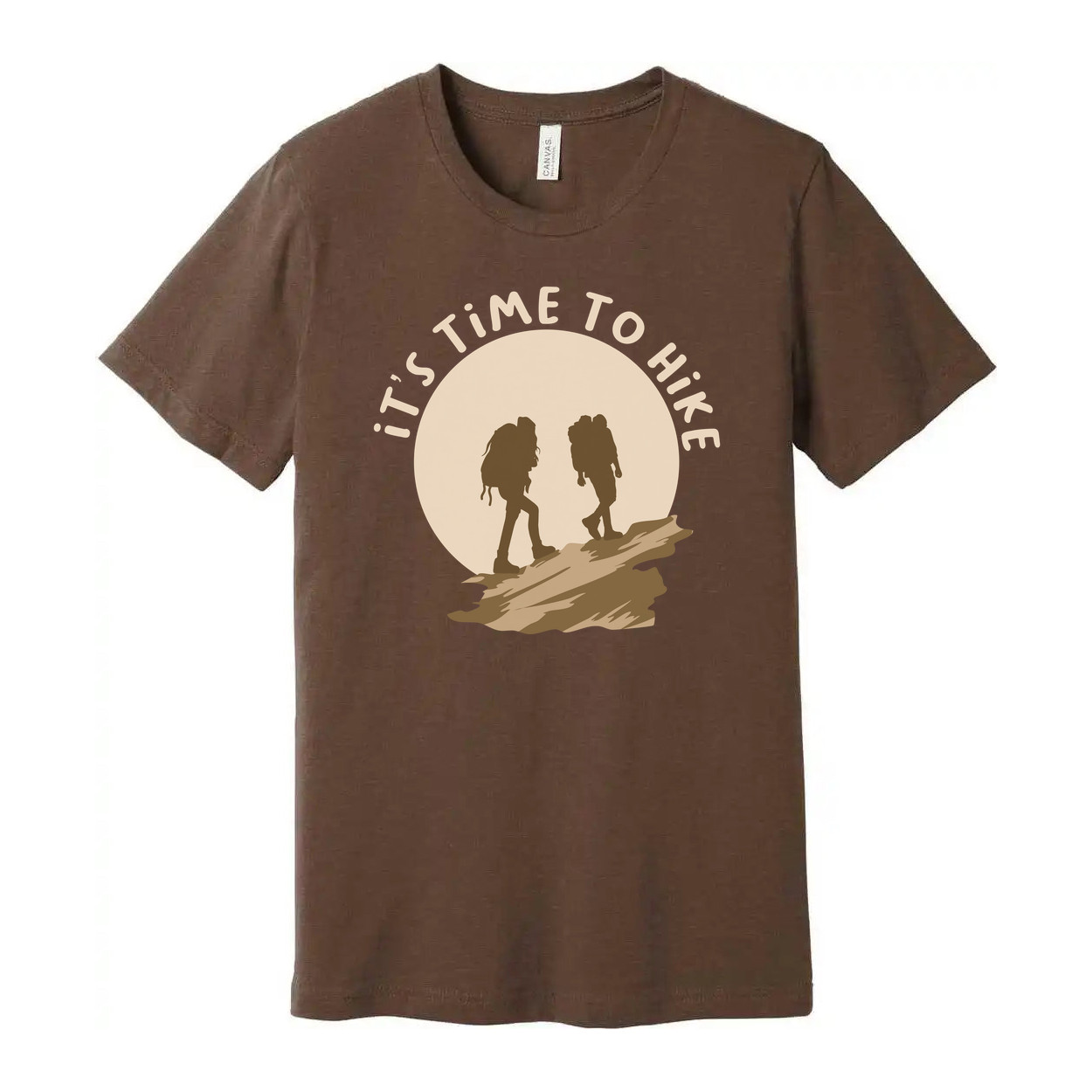Unisex Outdoor Hiking Graphic T Shirt With Sunset Backdrop And Two Hikers Silhou gallery