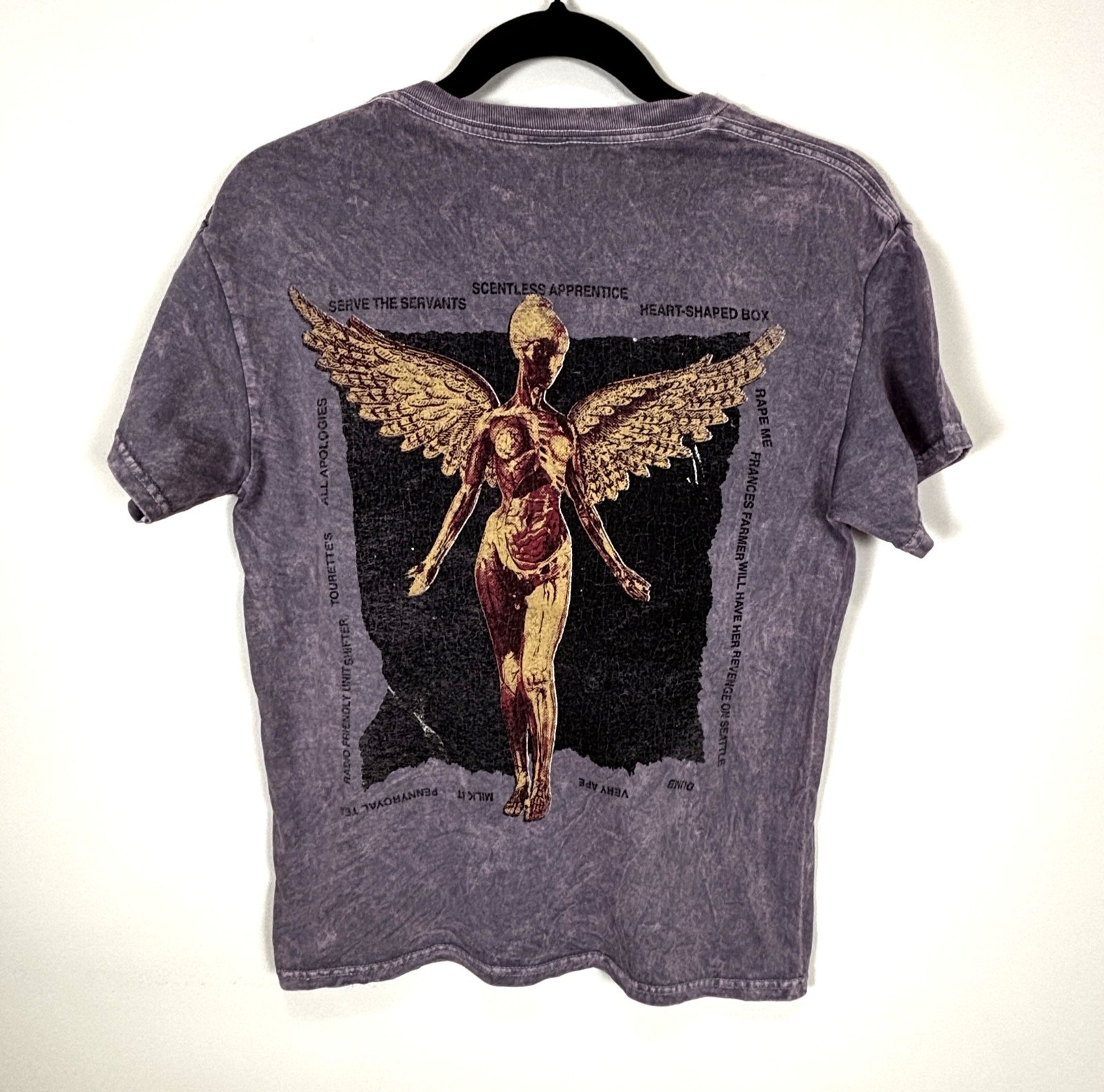 Nirvana Band Tee Purple In Utero Angel Grunge 90s Band T-Shirt Small gallery