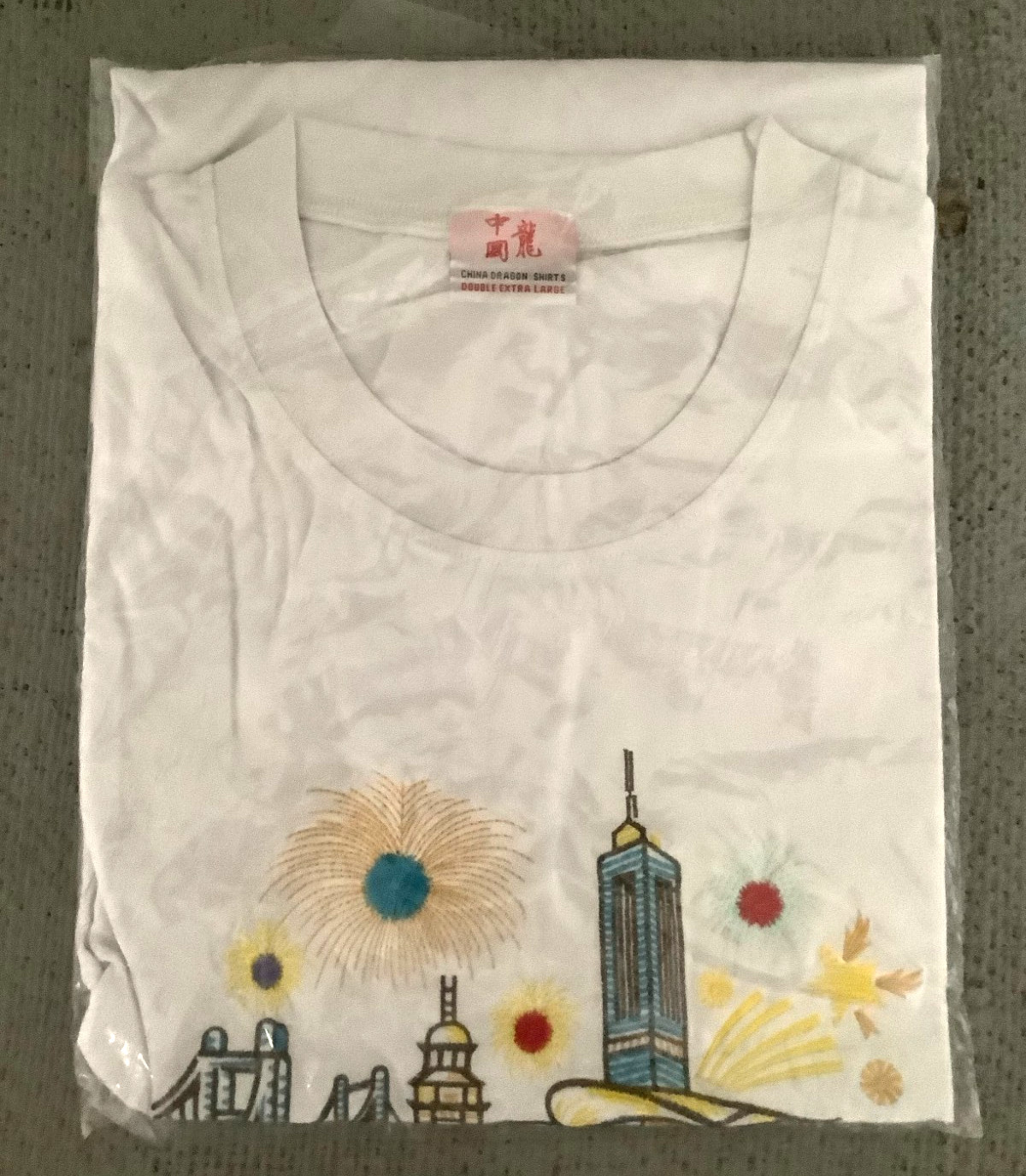 China Dragon T-shirts BRAND NEW Hong Kong DBL XL White Embroidered XXL New Year gallery