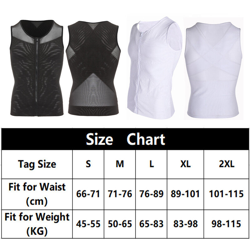 Mens Gynecomastia Moobs Belly Compression Shirt Zipper Slimming Body Shaper Vest gallery
