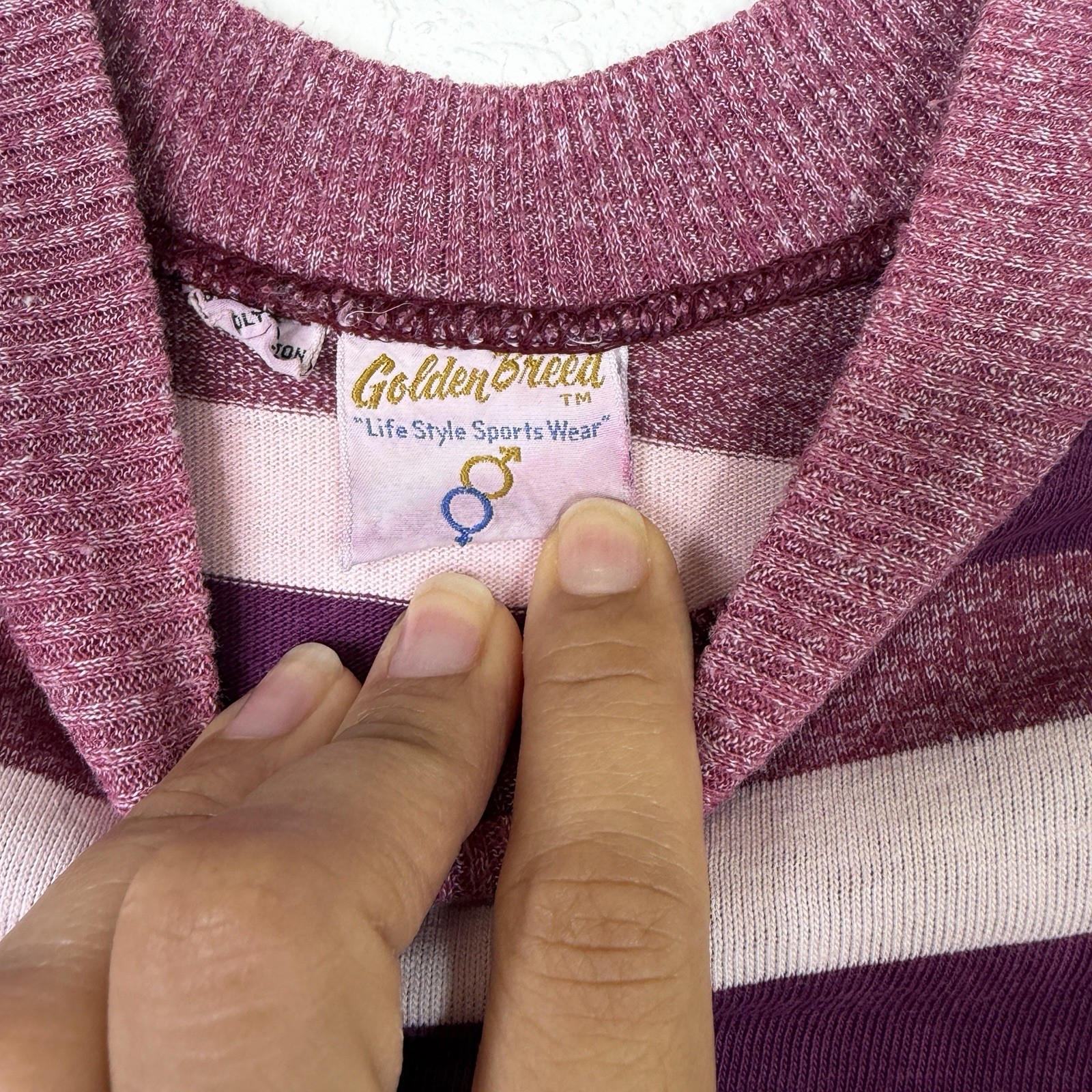 Golden Breed Vintage Single Stitch Tee Stripes FLAWED, Size XL(see measurements) gallery