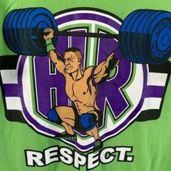 WWE Wrestling Authentic Respect Lime Green Never Give Up Graphic T-Shirt Sz Med