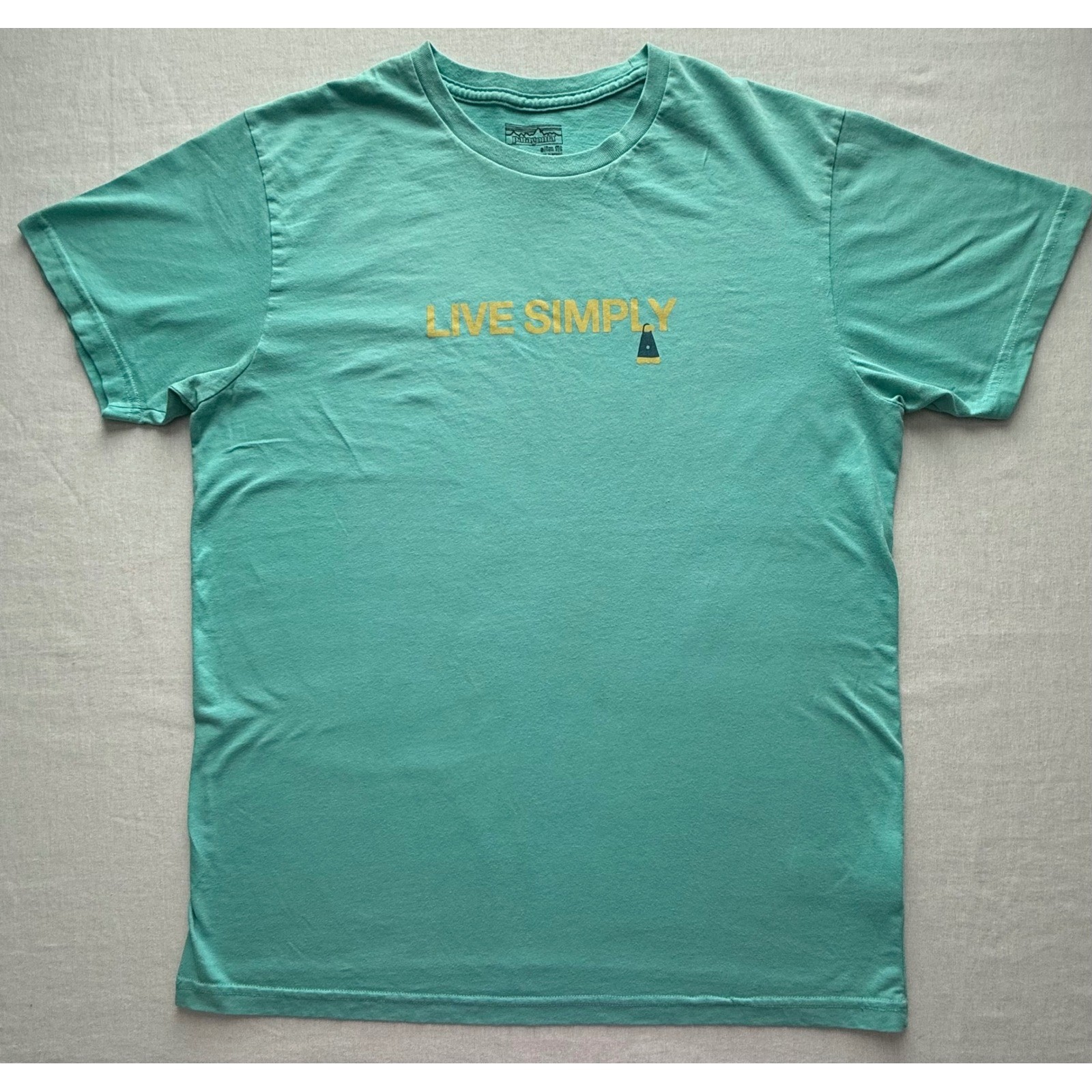 Patagonia Mens Live Simply Graphic T-Shirt Teal Green Slim Fit Large Cotton Mix gallery