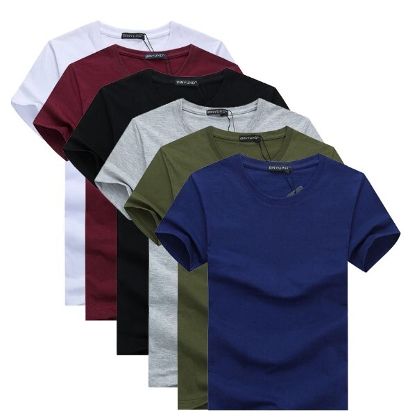 Simple short sleeved cotton T-shirts (6 Pack)