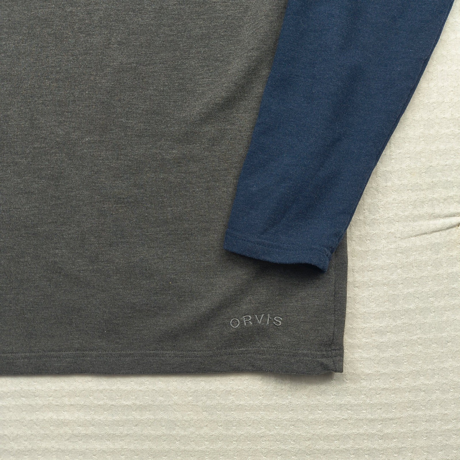 Orvis Mens Large Gray Blue Raglan Long Sleeve Crew Neck T-Shirt 1225440 Stretch gallery