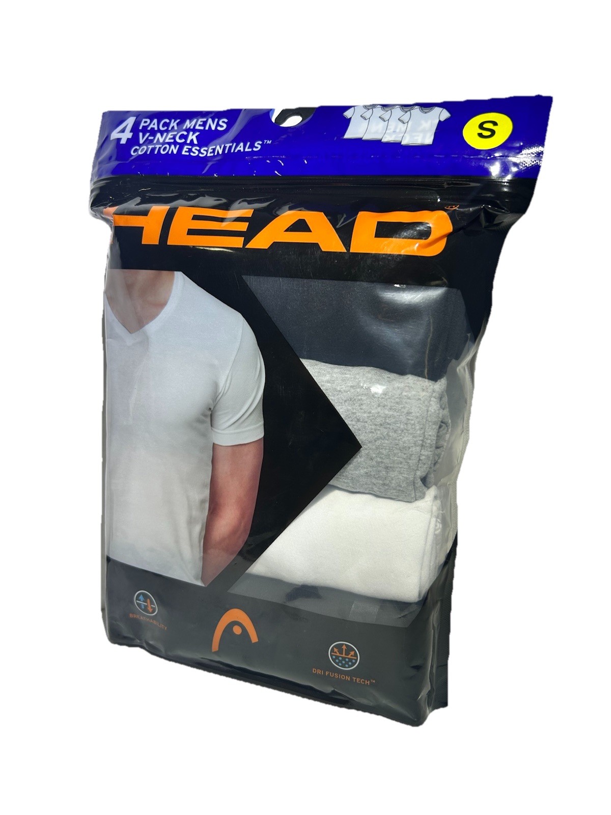 New Head Men’s 4 Pack V-Neck Cotton Essential Soft Cotton T-Shirts Size S and L gallery