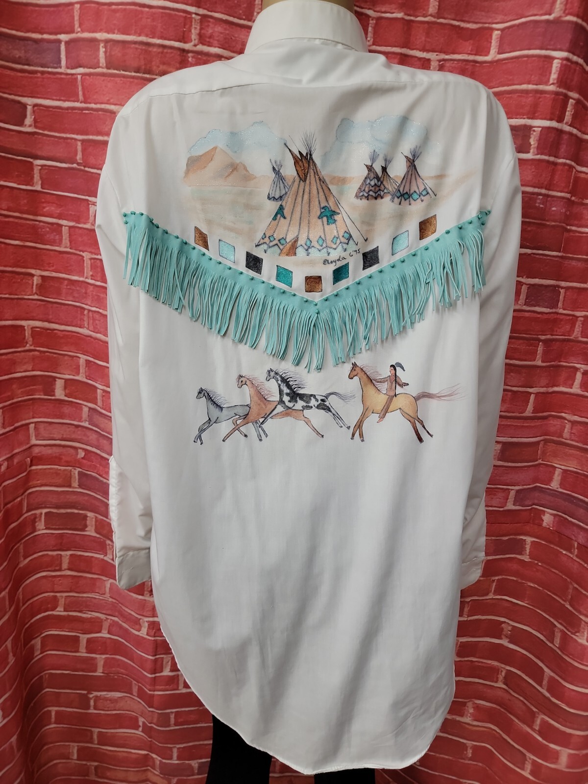 GIORGIO PATRINO Select BROADCLOTH TRIBAL INDIAN RARE GRAPHIC SHIRT XL/4-5 #C gallery