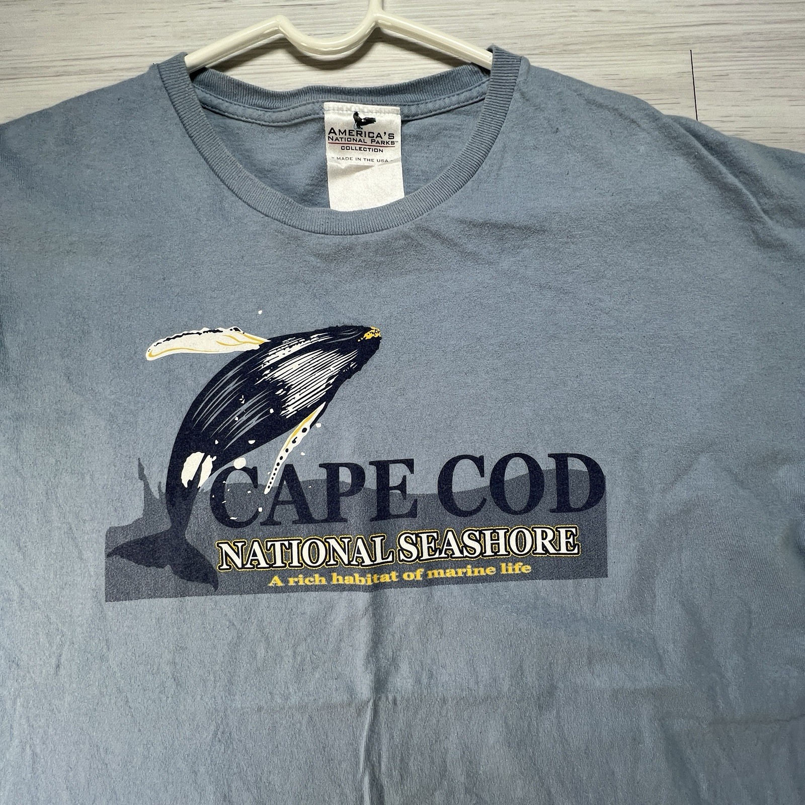 Cape Cod National Parks Marine Life Whale Watch Seashore Mens T Shirt USA Blue gallery