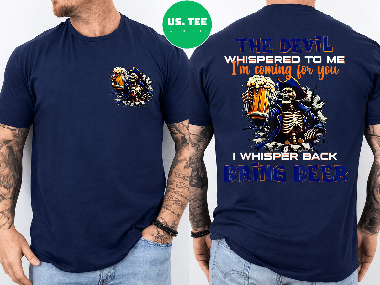 2 Side The Devil Whispered to Me I'm Coming for You Skeleton T-Shirt gallery