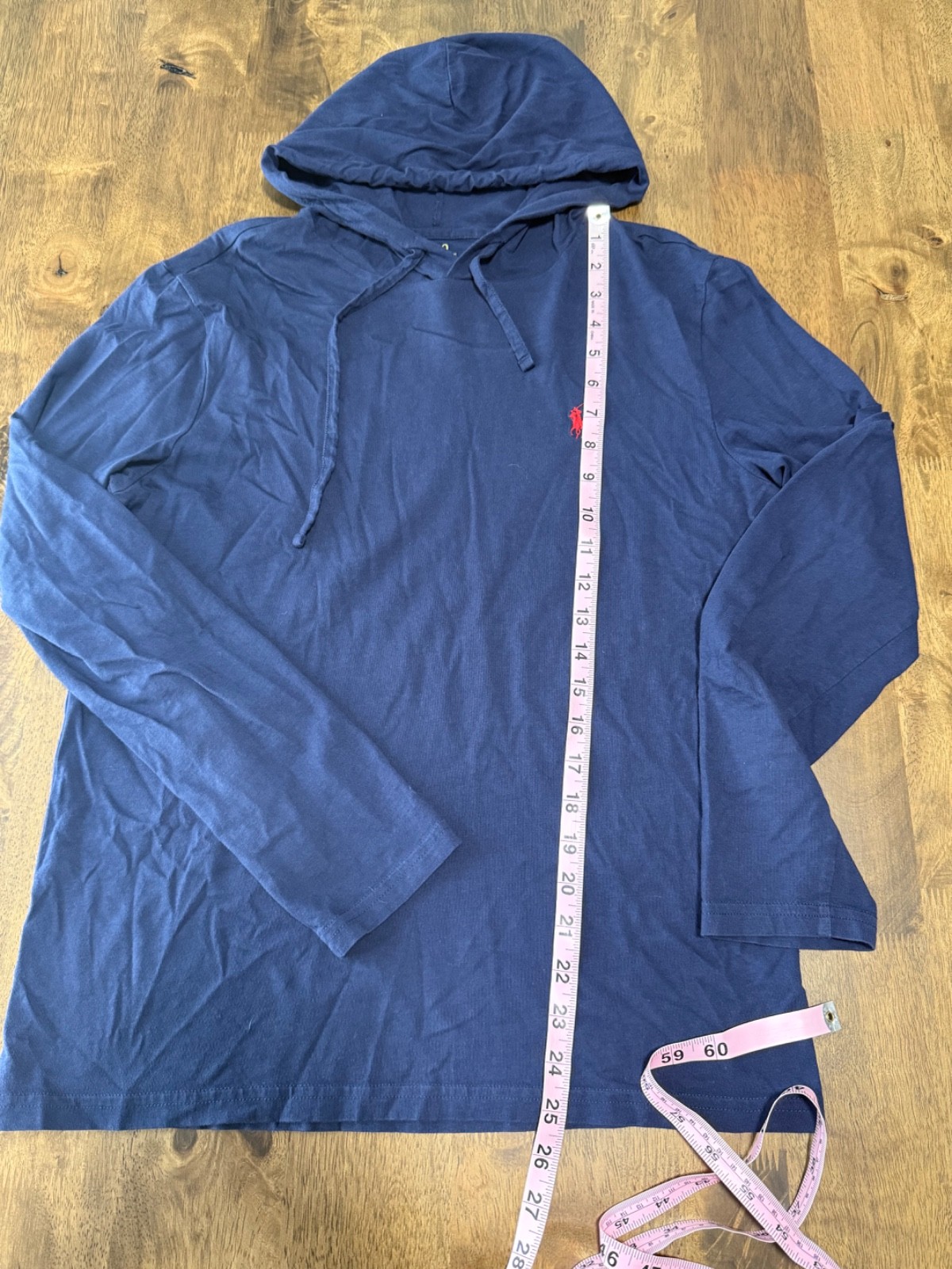 EUC Polo ralph lauren long sleeve hooded tshirt blue cotton size S gallery