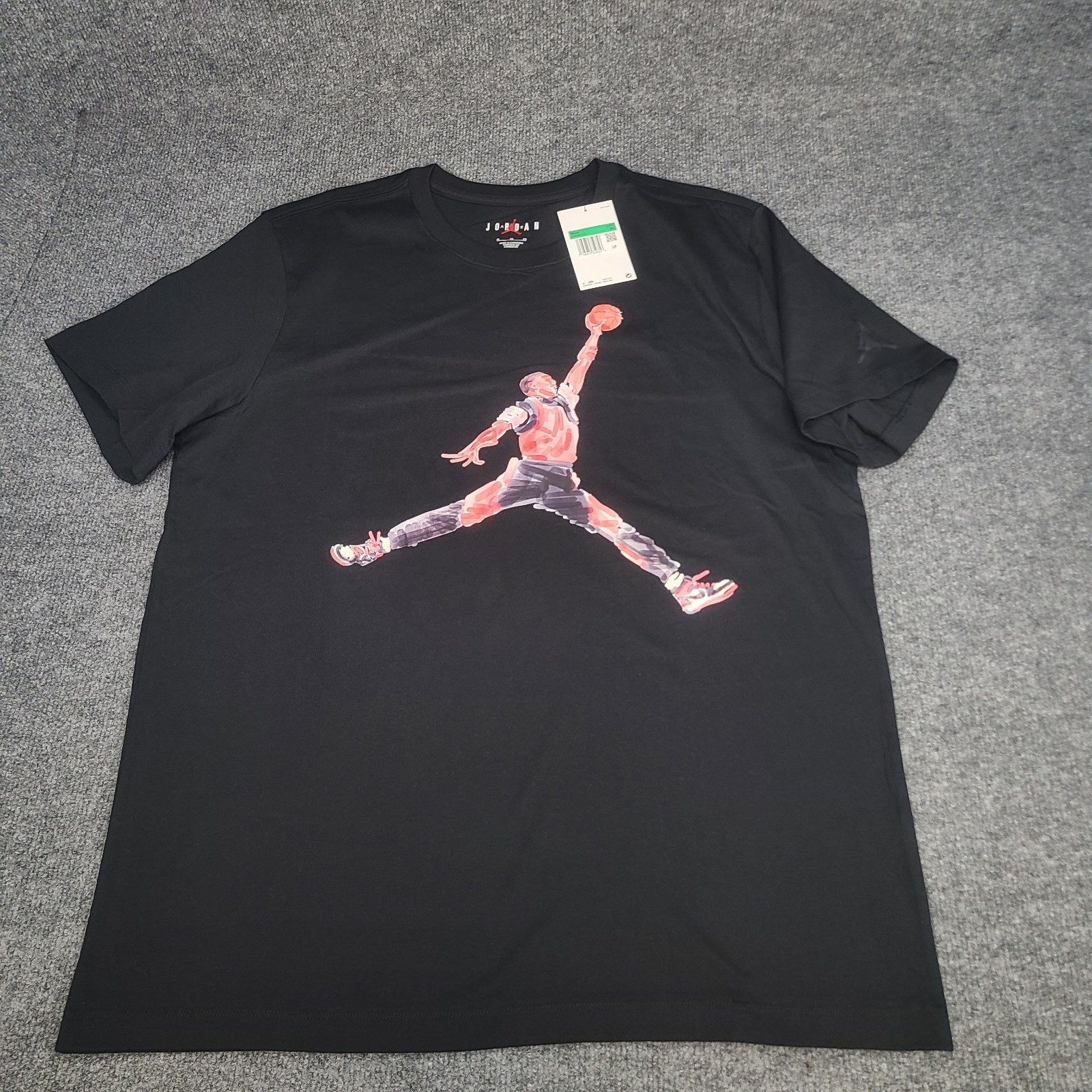 Jordan Shirt Mens XL Black Red Jumpman Watercolor Graphic Nike Air Cotton Tee gallery