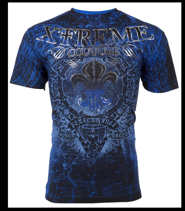 XTREME COUTURE by AFFLICTION Blue HONORABLE Short Sleeve Slim Fit T-shirt NWT gallery