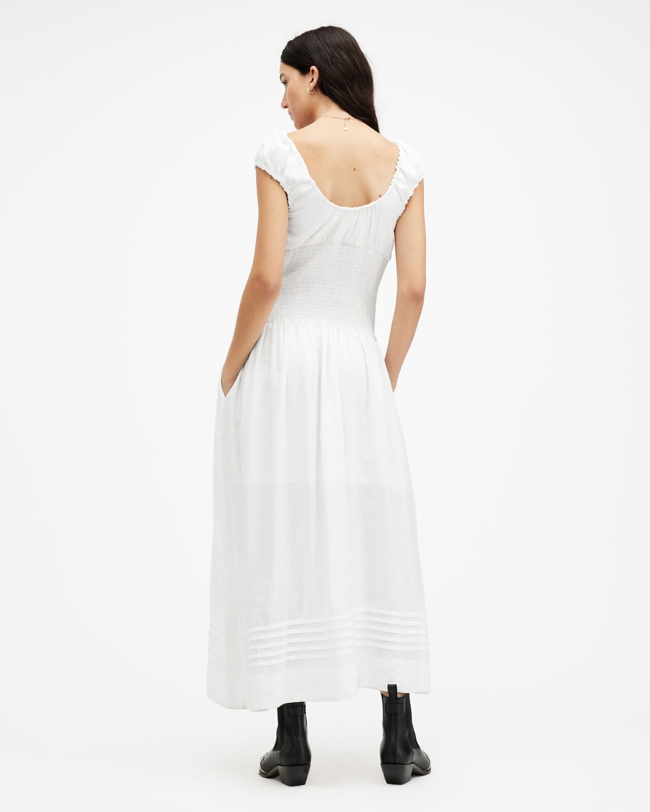 All Saints Eliza Maxi Dress Womens Designer Chalk White Scoop Neck Sleeveless gallery