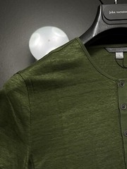 John Varvatos Collection Luxury Henley – Mercerized Linen – Raw Edges – Vtg 2020