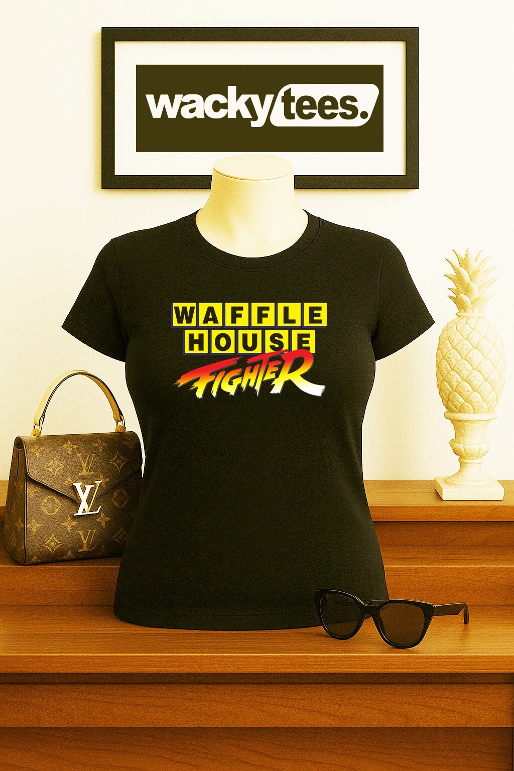 Waffle House Fighter Funny Fight Crew Graphic Tee Shirt gallery