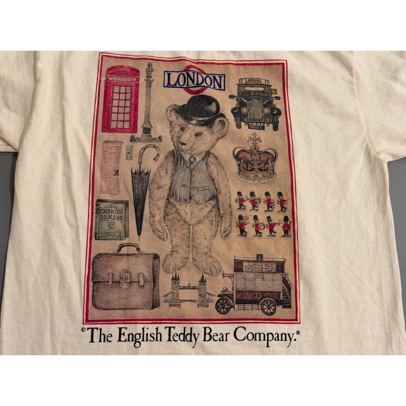 The English Teddy Bear Company T-Shirt Mens L beige London Graphic gallery