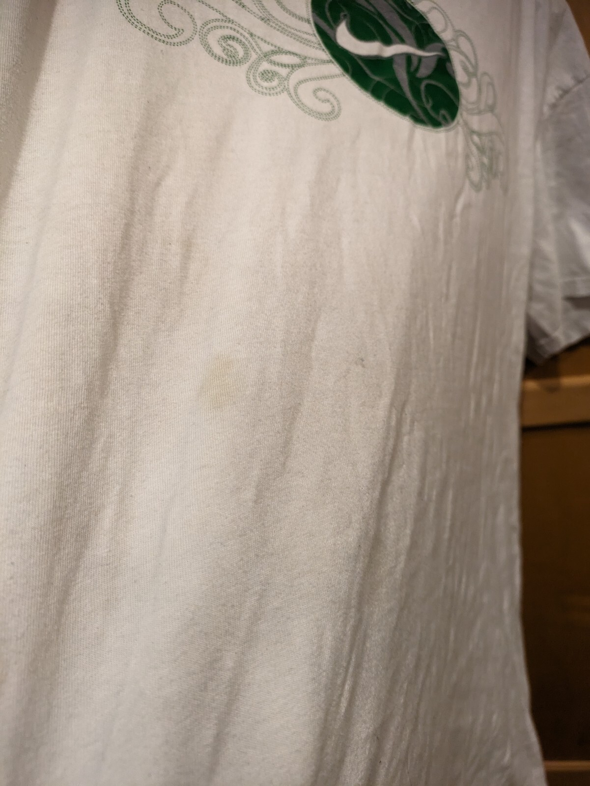 Vintage Nike Paisley Center Swoosh Shirt Size XXL Green Circle Logo STAINED gallery