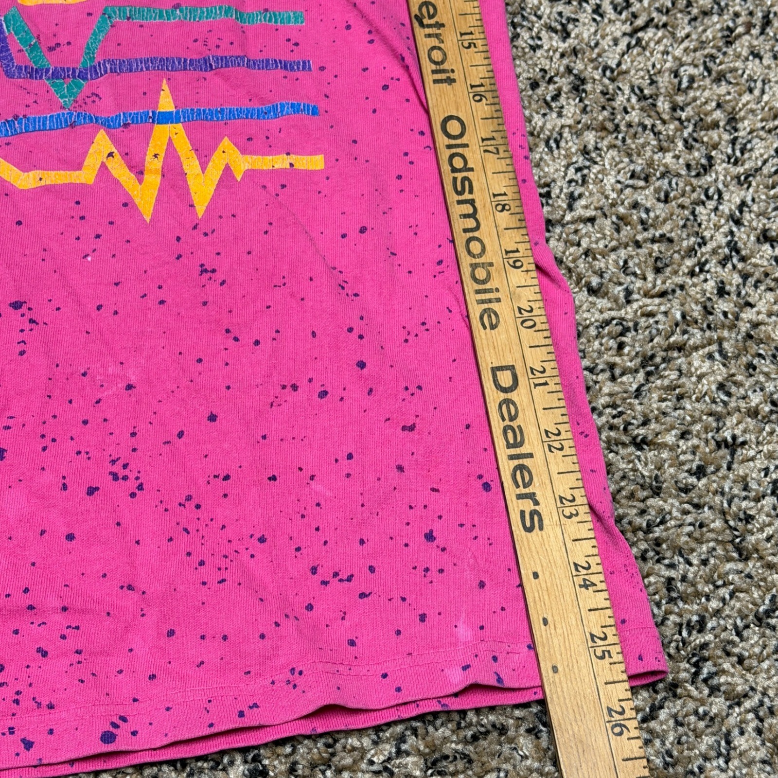 90s Vaporwave Neon Graphic T Shirt Pink Paint Splatter Men's Large gallery