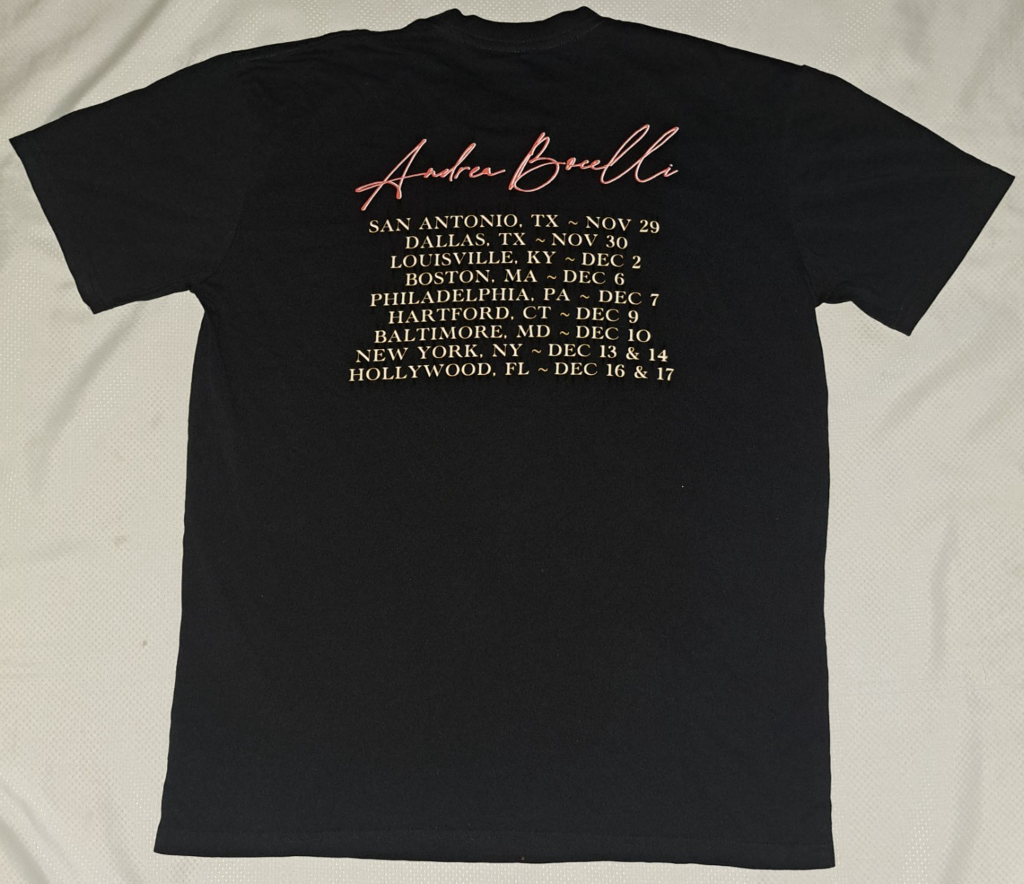 Andrea Bocelli Winter Tour 2023 USA T Shirt Size L gallery