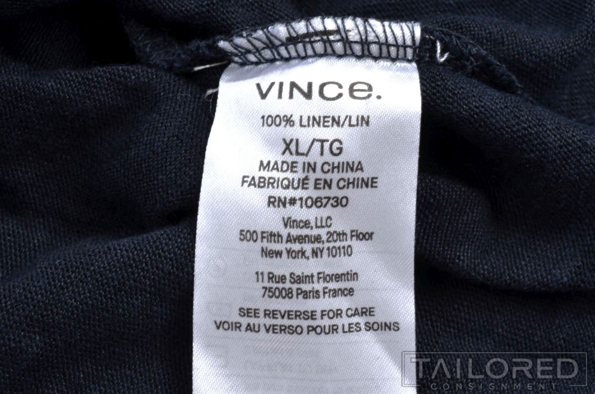 VINCE Solid Blue 100% LINEN Mens Luxury Mens T-Shirt - XL gallery