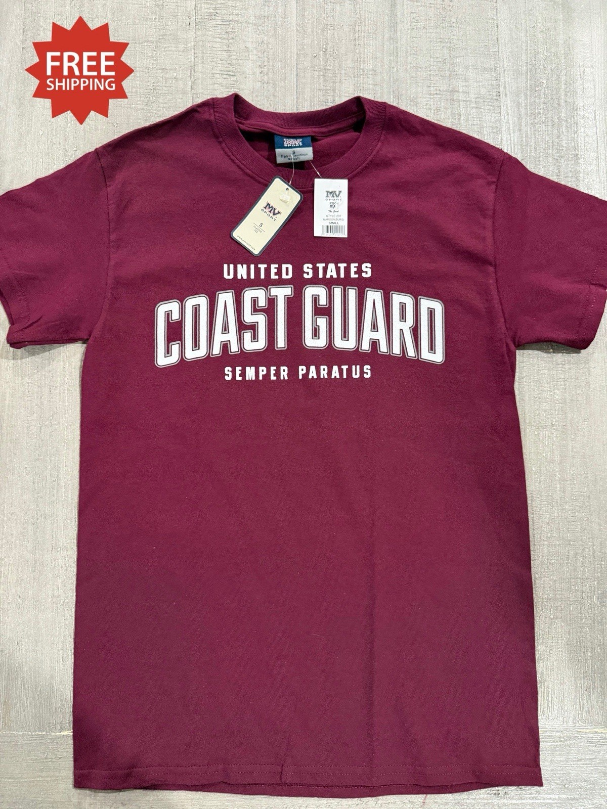 USCG U.S. Coast Guard Maroon Burgundy T-Shirt - Size S / Small - NEW WITH TAGS gallery